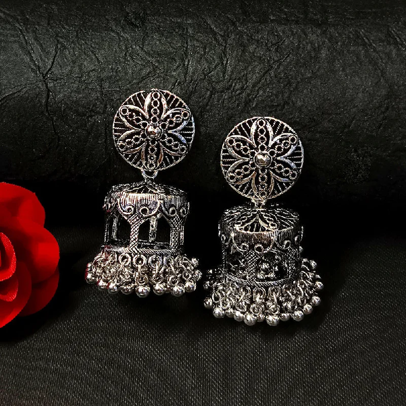 women’s cubic zirconia earrings-Darshana Jewels Oxidised Plated Jhumki Earrings