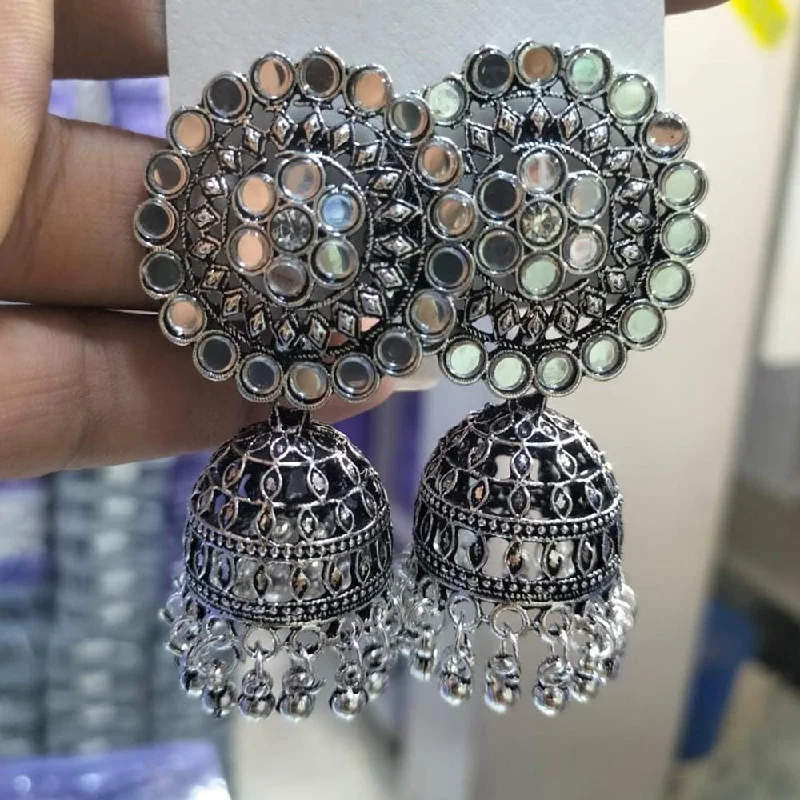 women’s evening earrings-Manisha Jewellery Oxidised Plated Mirror Jhumki Earrings