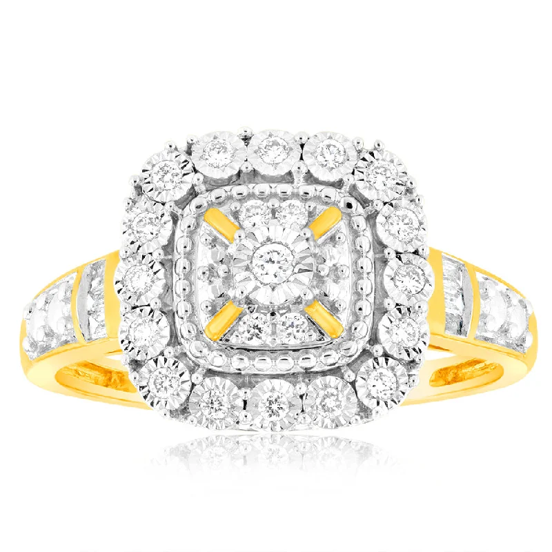 women’s trendy diamond engagement ring-Luminesce Lab Grown 9ct Yellow Gold 1/6 Carat Diamond Ring