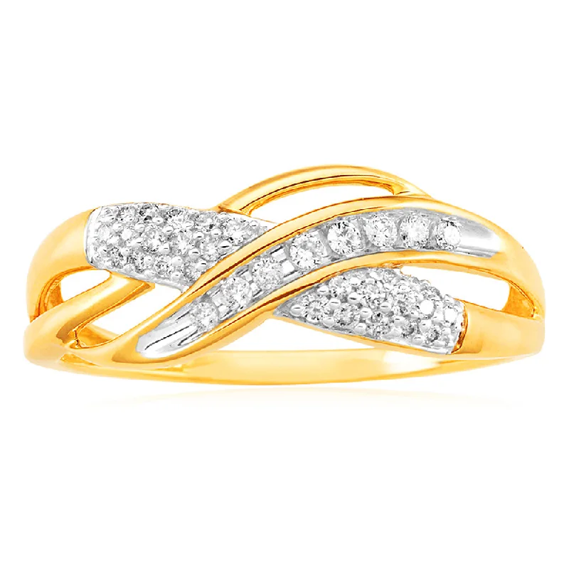 women’s platinum diamond engagement ring-9ct Yellow Gold Diamond Ring Set With 35 Diamonds