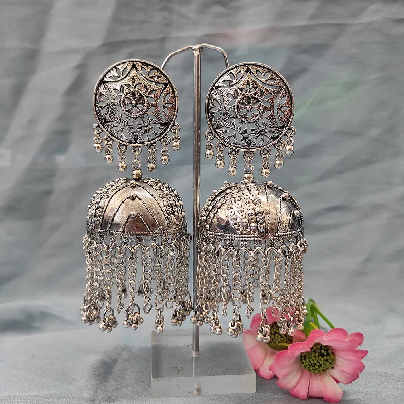 women’s diamond hoop earrings-Darshana Jewels Oxidised  Plated Jhumki Earrings