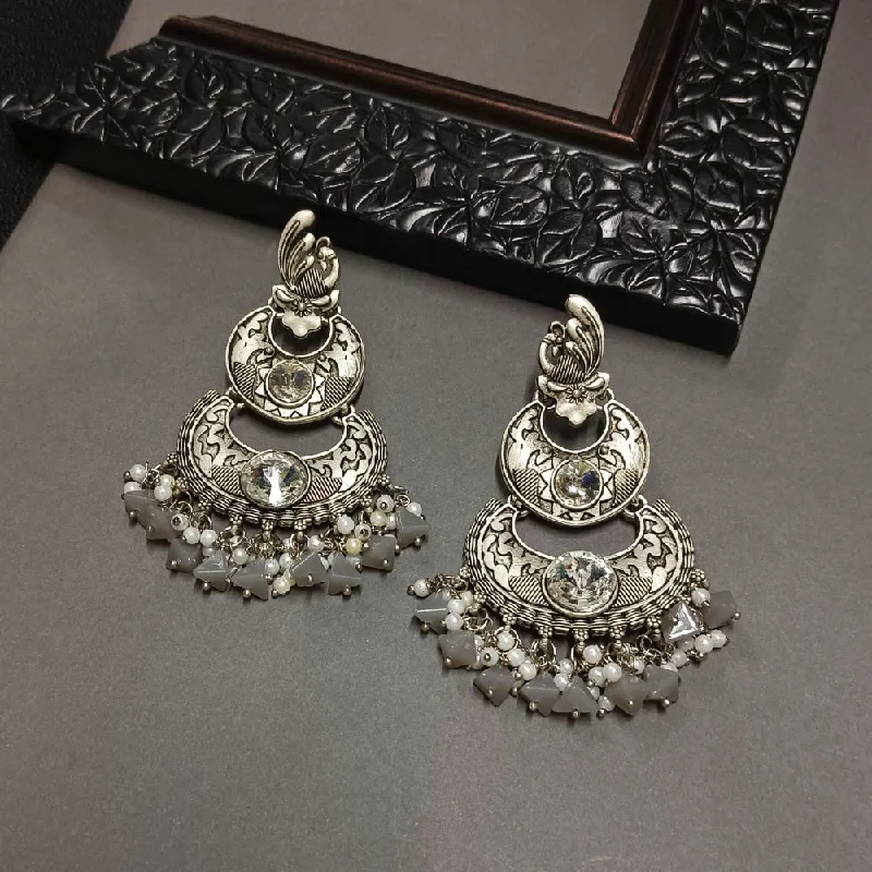 women’s round earrings-Darshana Jewels Crystal Stone Silver Plated Dangler Earrings