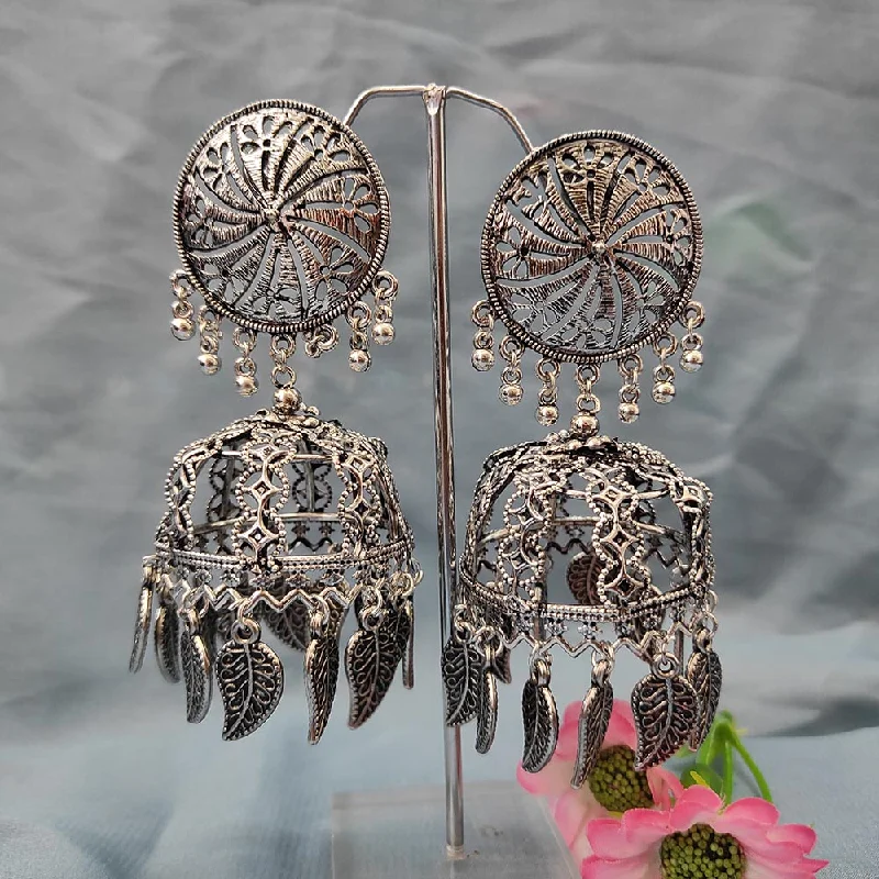 women’s statement earrings-Darshana Jewels Oxidised  Plated Jhumki Earrings