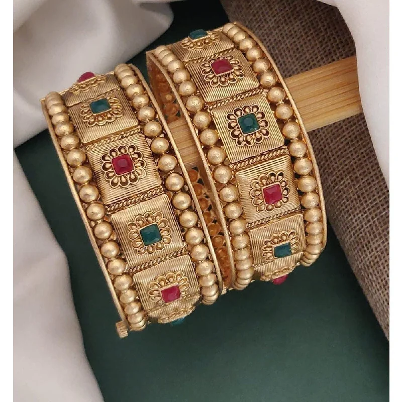 women’s custom bangles-Akruti Collection Gold Plated Pota Stone Openable Kada