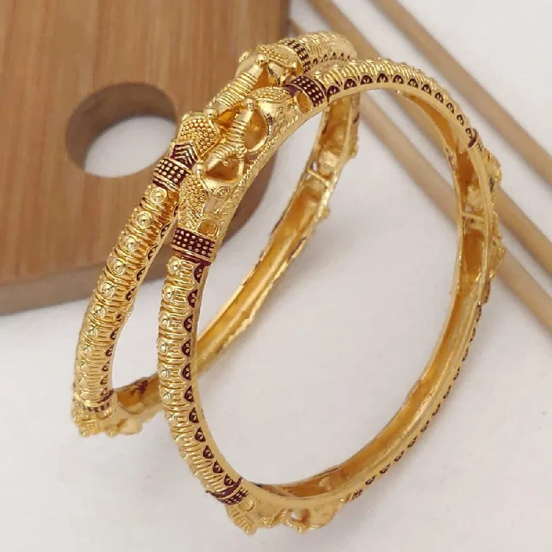 women’s gemstone bangle-H K Fashion Gold Plated Bangle Set