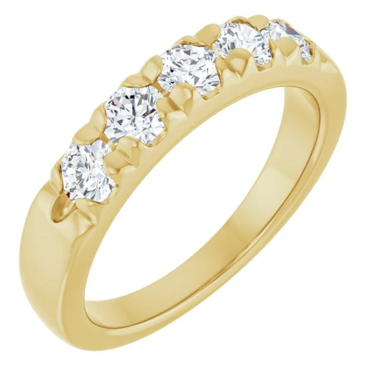 women’s boho style ring-14K Yellow 3/4 CTW Lab-Grown Diamond  French-Set Anniversary Band