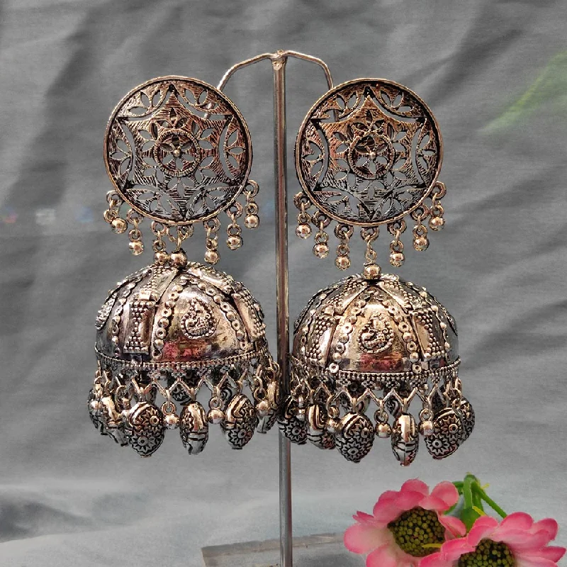 women’s ruby earrings-Darshana Jewels Oxidised  Plated Jhumki Earrings