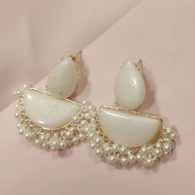 women’s gemstone chandelier earrings-Raddhi Jewels Lastest Fashion Pearl Drop Chandbali Earrings For Women