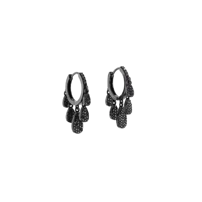 women’s sterling silver stud earrings-Black Diamond Five Drop Shaker Diamond Earrings EB000008