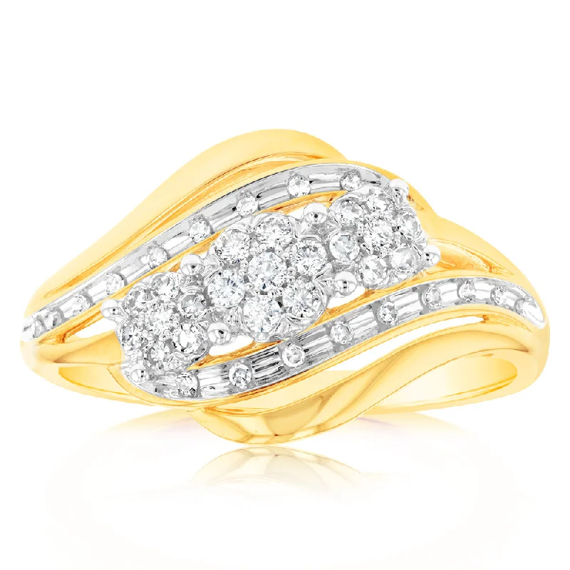 women’s personalized engagement ring-Luminesce Lab Grown 9ct Yellow Gold 1/4 Carat Diamond Ring