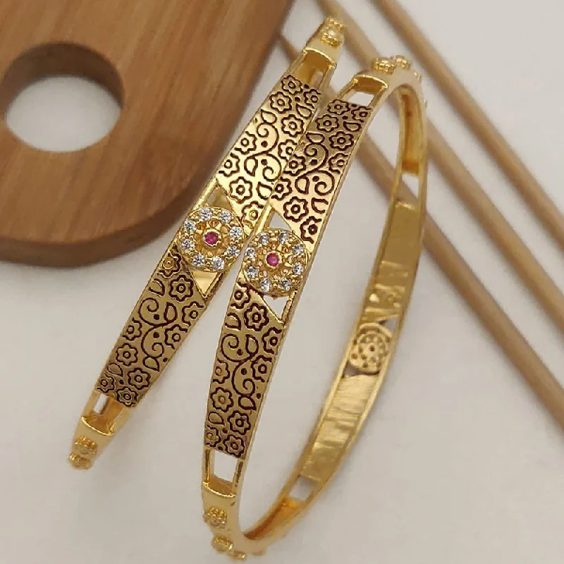 women’s gold bangles-H K Fashion Gold Plated Bangle Set