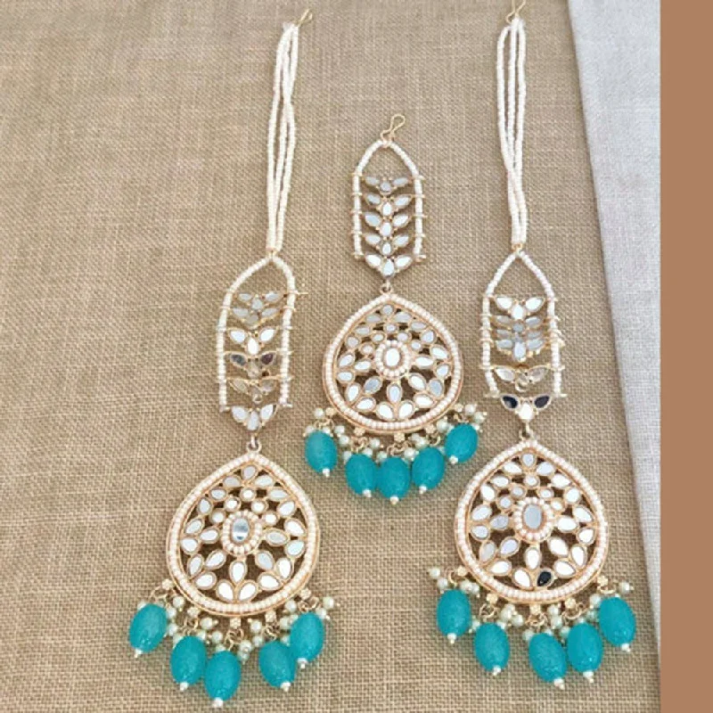 women’s drop earrings for women-Darshana Jewels Mirror  Kanchain Earrings With Mangtikka