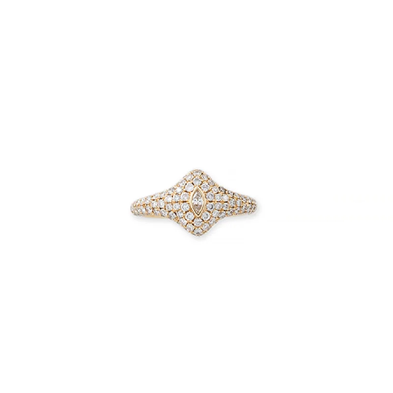 women’s stacked rings for women-MARQUISE DIAMOND PAVE SIGNET RING