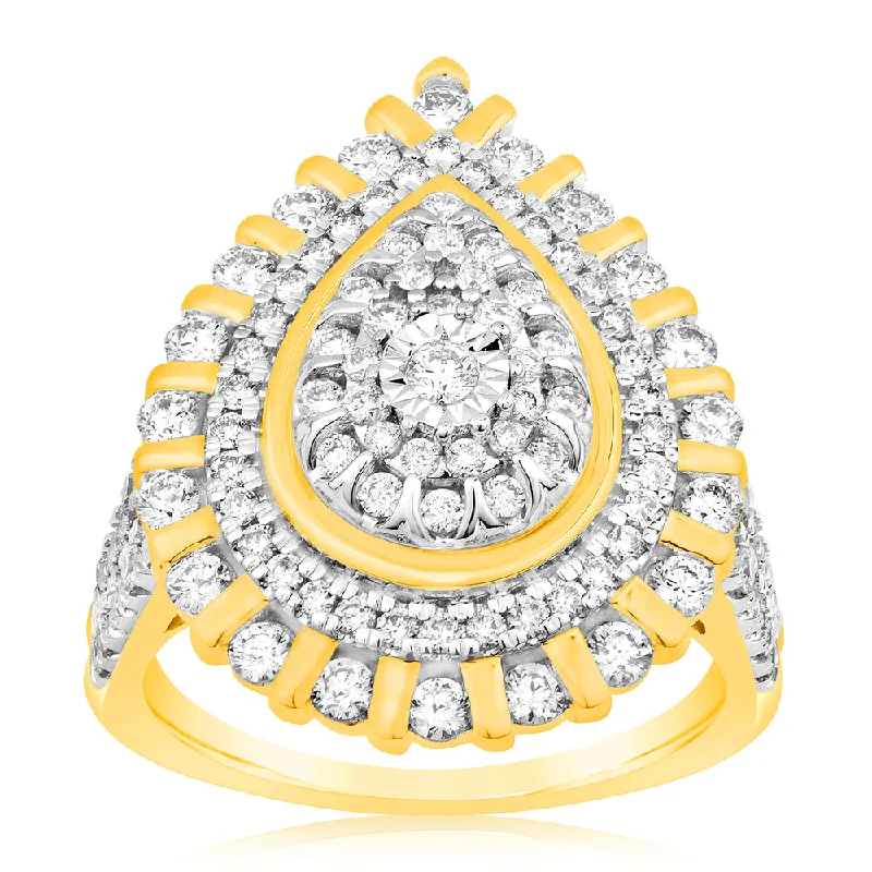 women’s vintage diamond engagement ring-Luminesce Lab Grown 1 Carat Diamond Ring in 9ct Yellow Gold