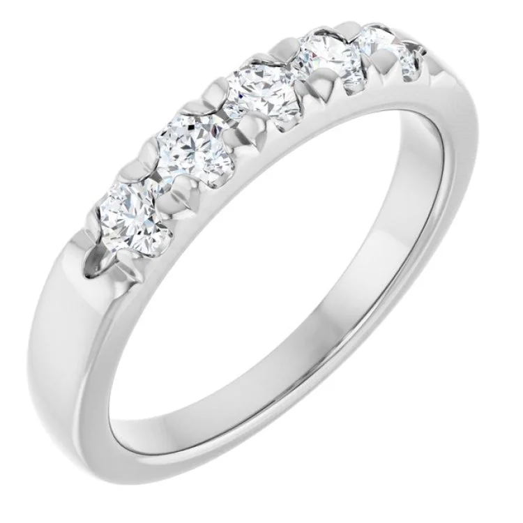 women’s engraved ring-14K White 1/2 CTW Lab-Grown Diamond  French-Set Anniversary Band