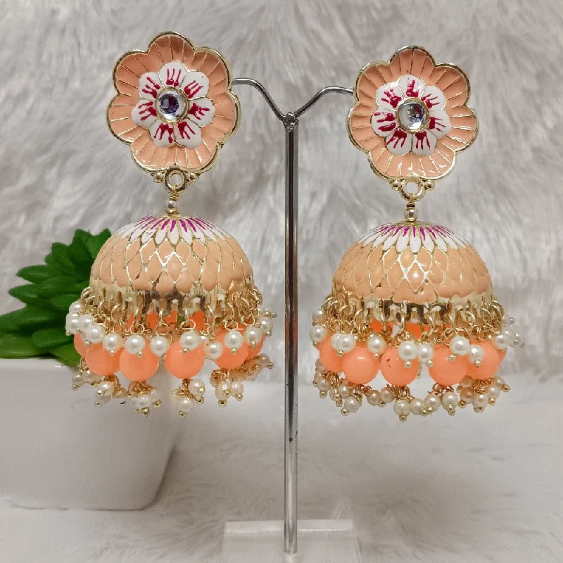 women’s boho earrings-Darshana Jewels Gold Plated Meenakari Jhumki Earrings