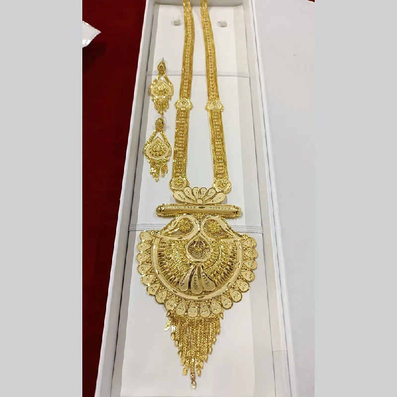 women’s layered gold necklace-Pari Art Jewellery Forming Long Necklace Set