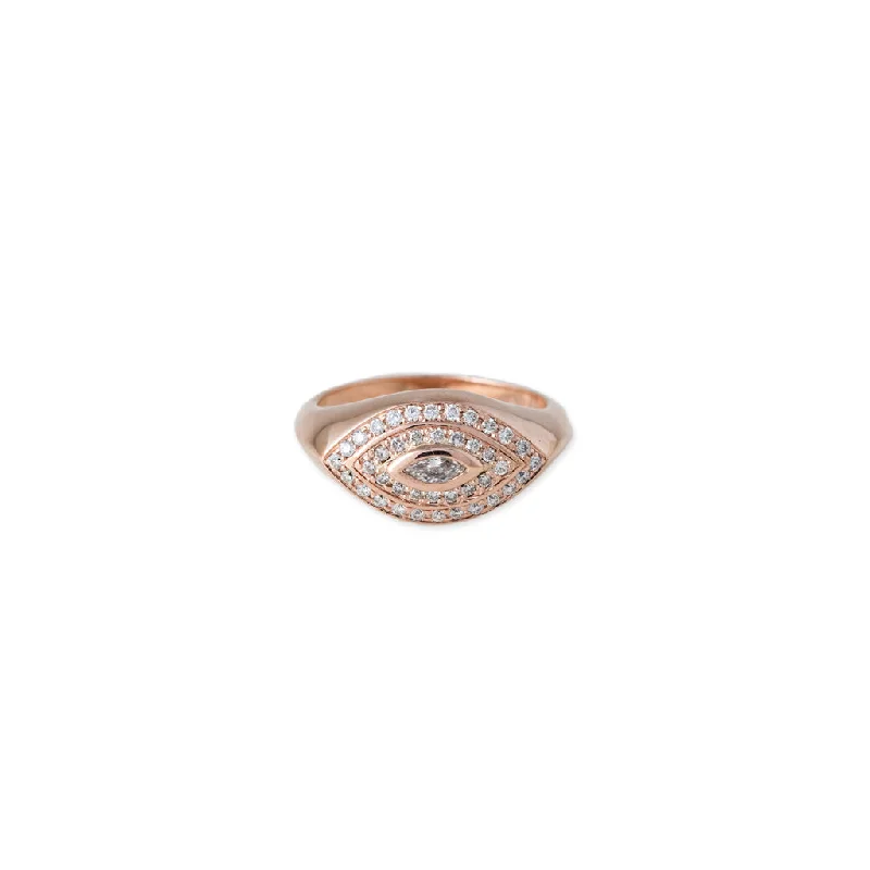 women’s statement gemstone ring-MARQUISE DIAMOND HALO EYE RING