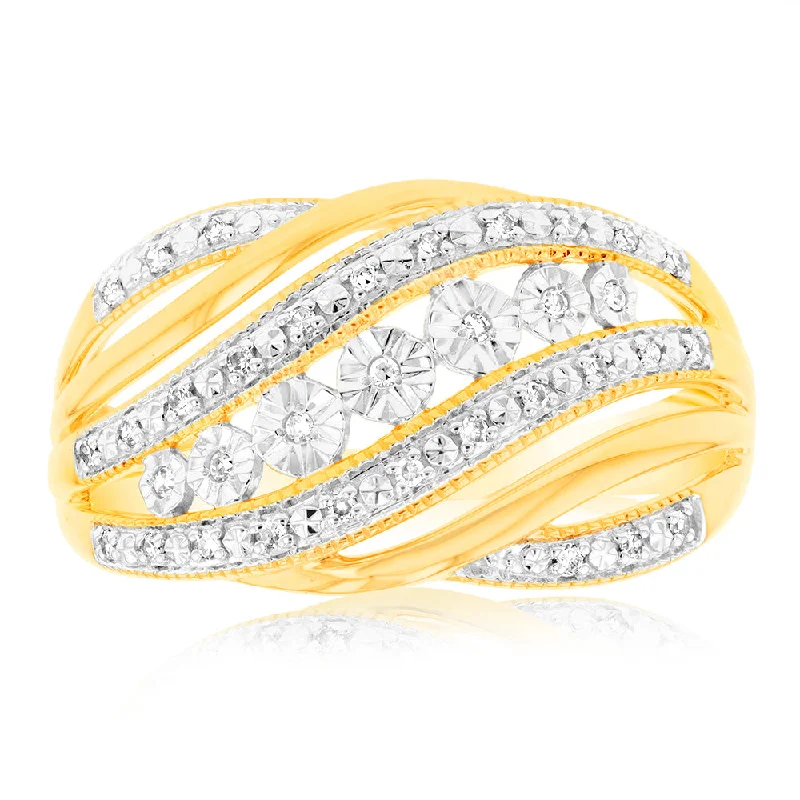 women’s engagement ring with custom design-Luminesce Lab Grown Diamond 9ct Yellow Gold 1/10 Carat Diamond Ring