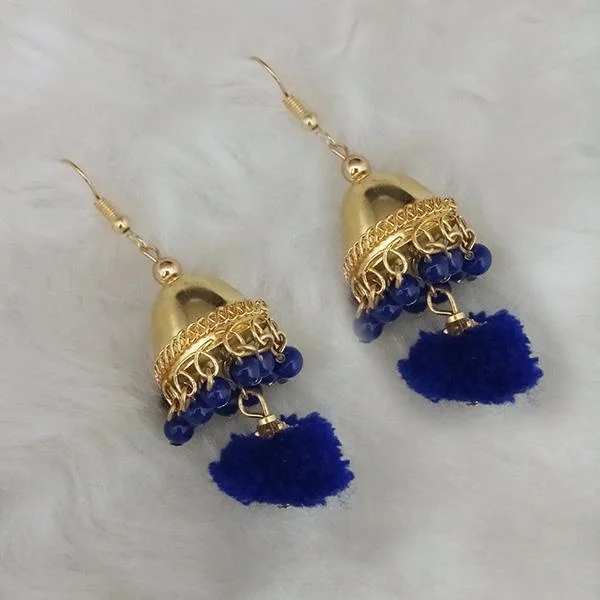 women’s statement gemstone earrings-Tip Top Fashions Gold Plated Jhumki Pompom Earrings - 1308380E