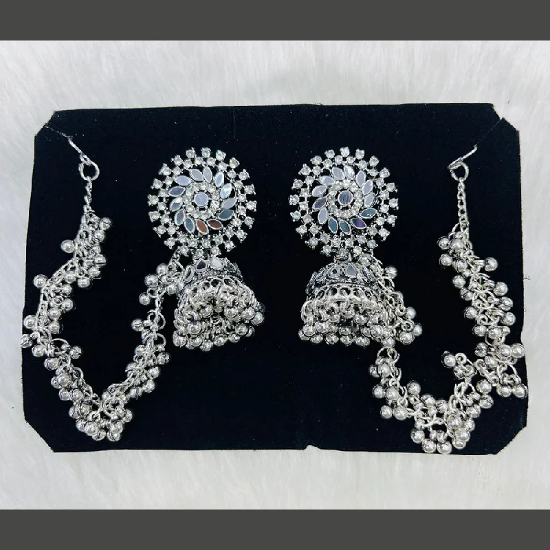 women’s oval earrings-Manisha Jewellery Oxidised Plated Mirror Kanchain Jhumki Earrings