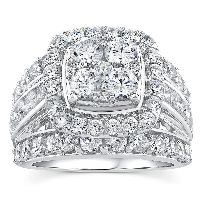 women’s wedding engagement ring-14ct White Gold Luminesce Lab Grown 3.95 Carat Diamond Ring SIZE N½