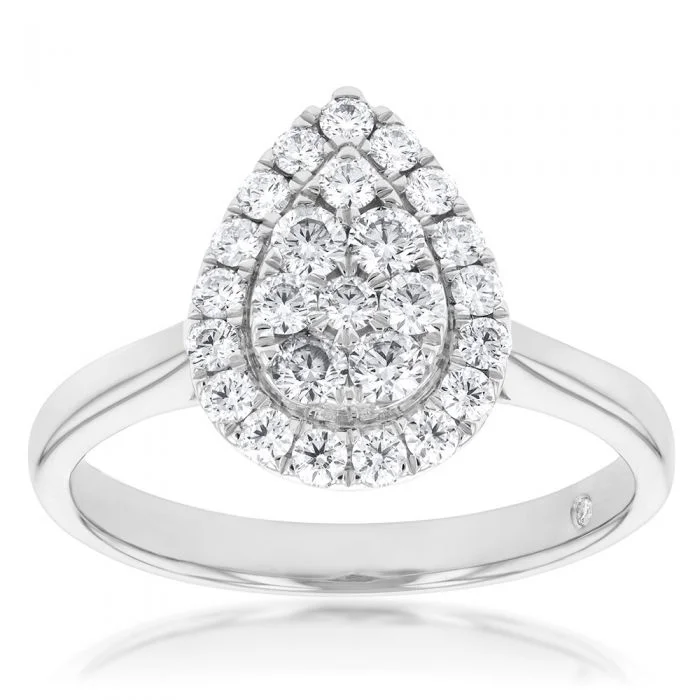 women’s statement engagement ring-Flawless 1/2 carat  9ct White Gold Diamond Ring