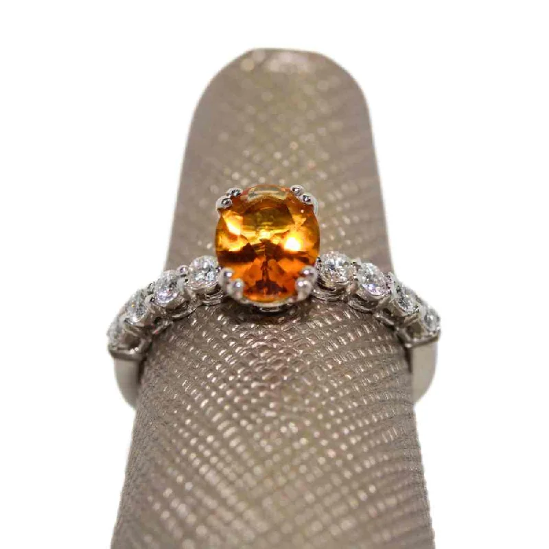 women’s rose gold engagement ring-14K Citrine Oval Diamond Ring