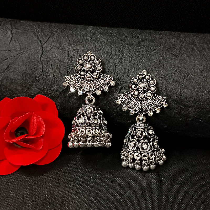 women’s gold stud earrings-Darshana Jewels Oxidised Plated Jhumki Earrings