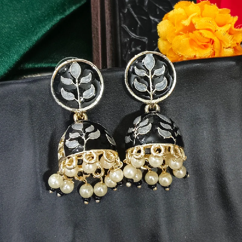 women’s bohemian earrings-Darshana Jewels Gold Plated Mennakari Jhumki Earrings