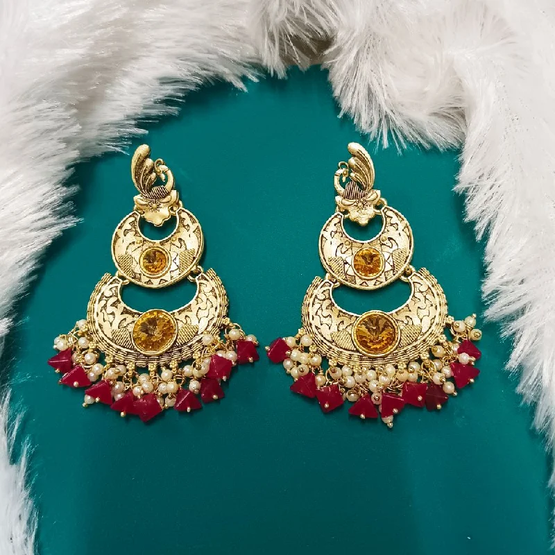 women’s intricate earrings-Darshana Jewels Crystal Stone Gold Plated Dangler Earrings