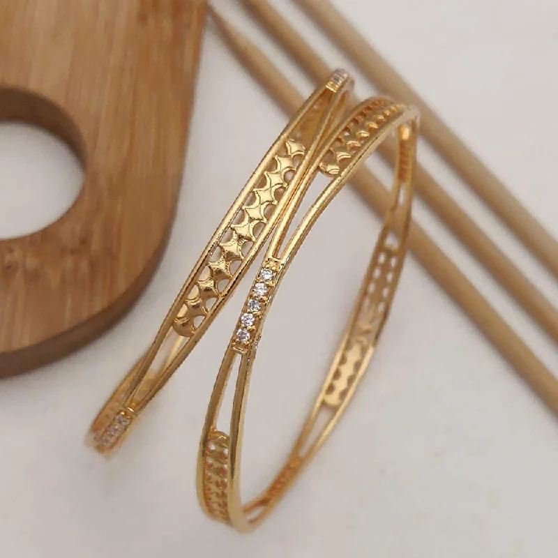 women’s silver cuff bracelet-H K Fashion Gold Plated Bangle Set