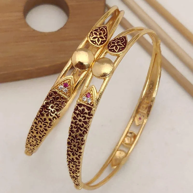 women’s luxury gold bangle-H K Fashion Gold Plated Bangle Set