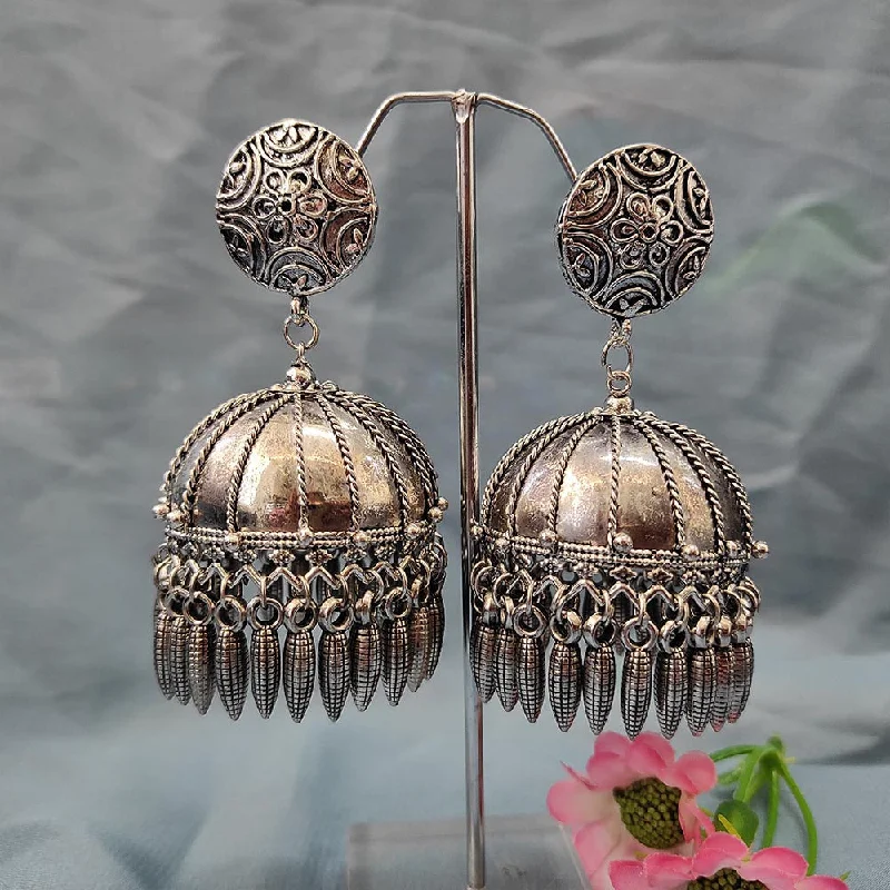 women’s sterling silver earrings-Darshana Jewels Oxidised  Plated Jhumki Earrings