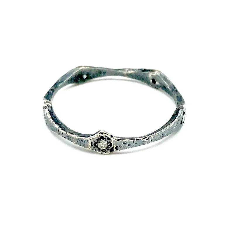 women’s classic engagement ring-Sterling Silver and Diamond Ring.