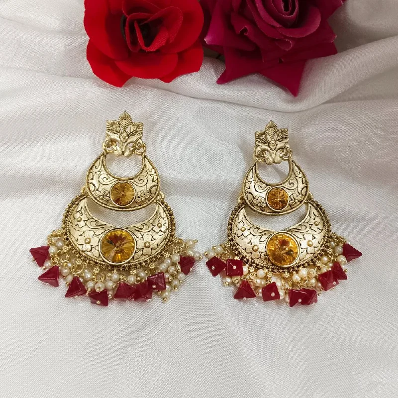 women’s statement gemstone earrings-Darshana Jewels Crystal Stone Gold Plated Dangler Earrings