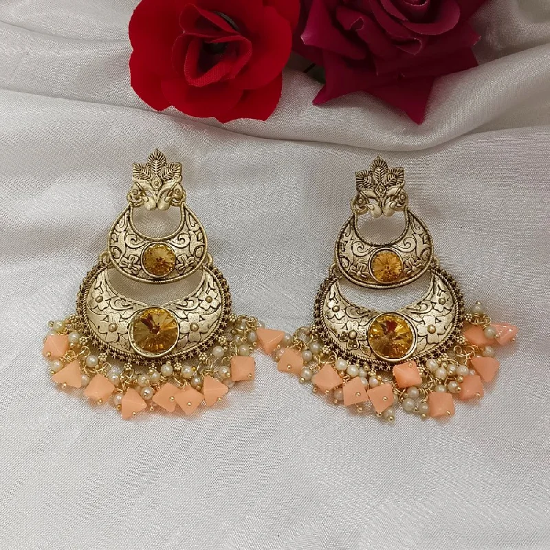 women’s bridal earrings-Darshana Jewels Crystal Stone Gold Plated Dangler Earrings