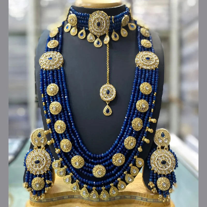 women’s gold necklace-Stylofinds Gold Plated Kundan Stone And Beads Combo Necklace Set