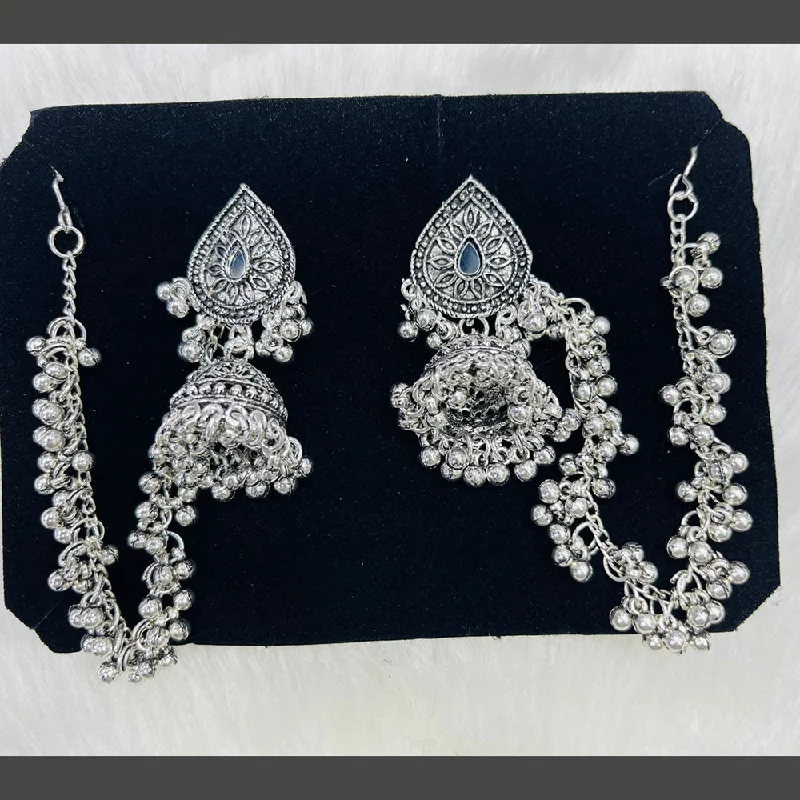 women’s long drop earrings-Manisha Jewellery Oxidised Plated Mirror Kanchain Jhumki Earrings