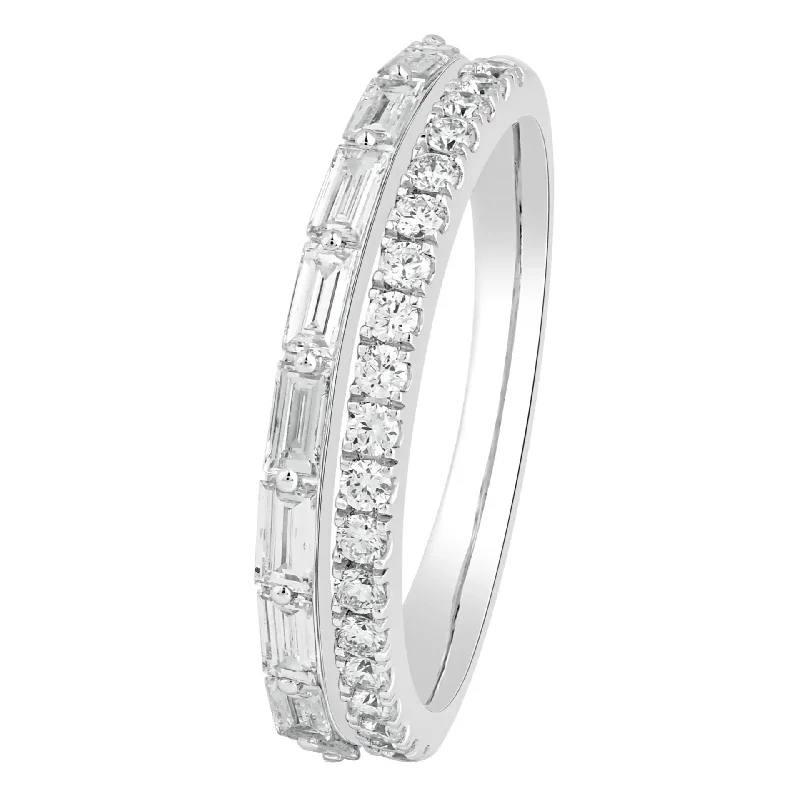 women’s round-cut engagement ring-Double Row Diamond Ring