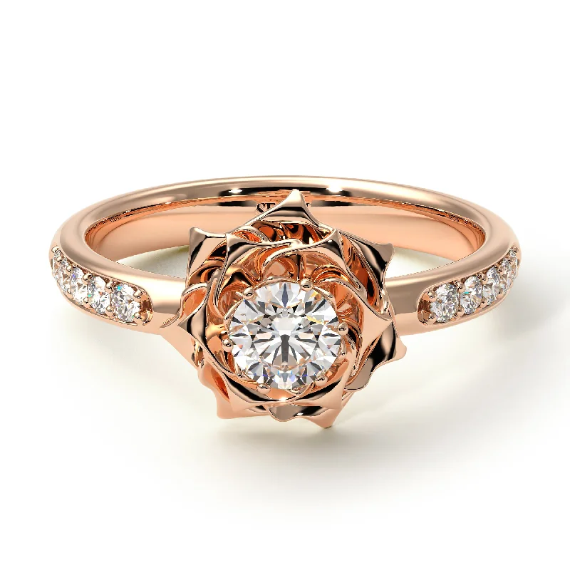 women’s round engagement ring-A lady's Rose Gold Diamond Ring - Elena no. 2