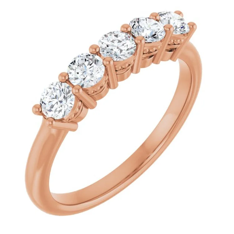 women’s birthstone stackable ring-14K Rose 1/2 CTW Lab-Grown Diamond  Anniversary Band