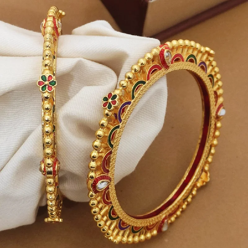 women’s adjustable bracelet-H K Fashion Gold Plated Bangle Set