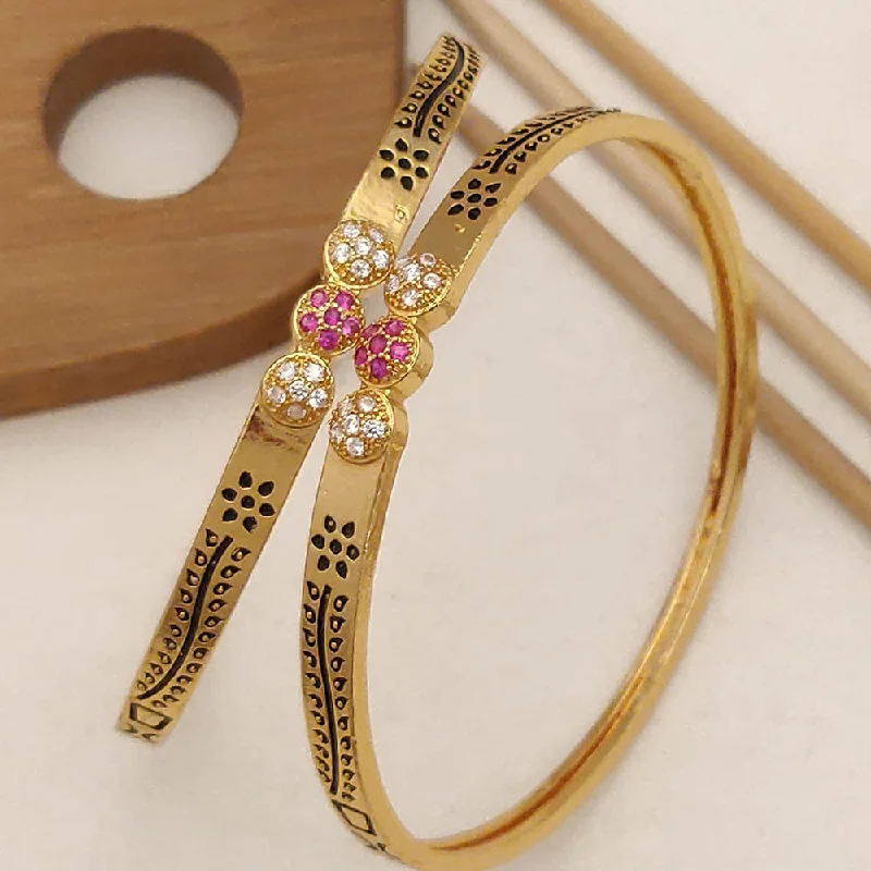 women’s ruby bracelet-H K Fashion Gold Plated Bangle Set