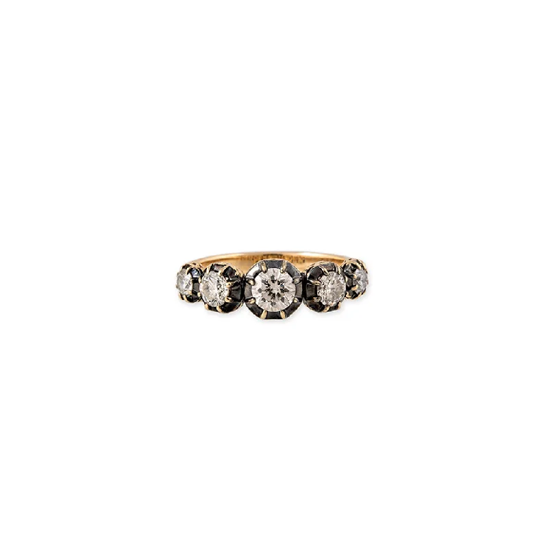 women’s antique wedding ring-BLACK RHODIUM 5 GRADUATED DIAMOND SOPHIA RING