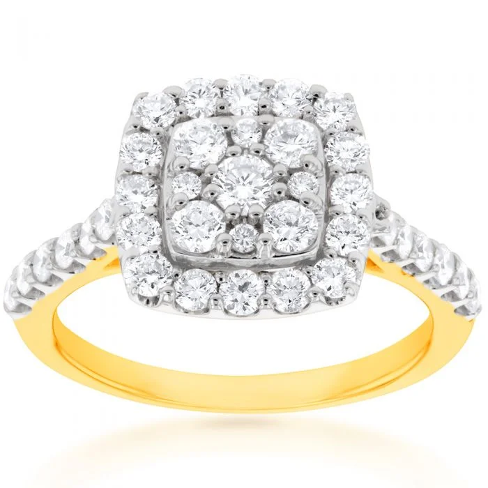 women’s princess diamond engagement ring-9ct Yellow Gold 1 Carat Luminesce Laboratory Grown Diamond Ring