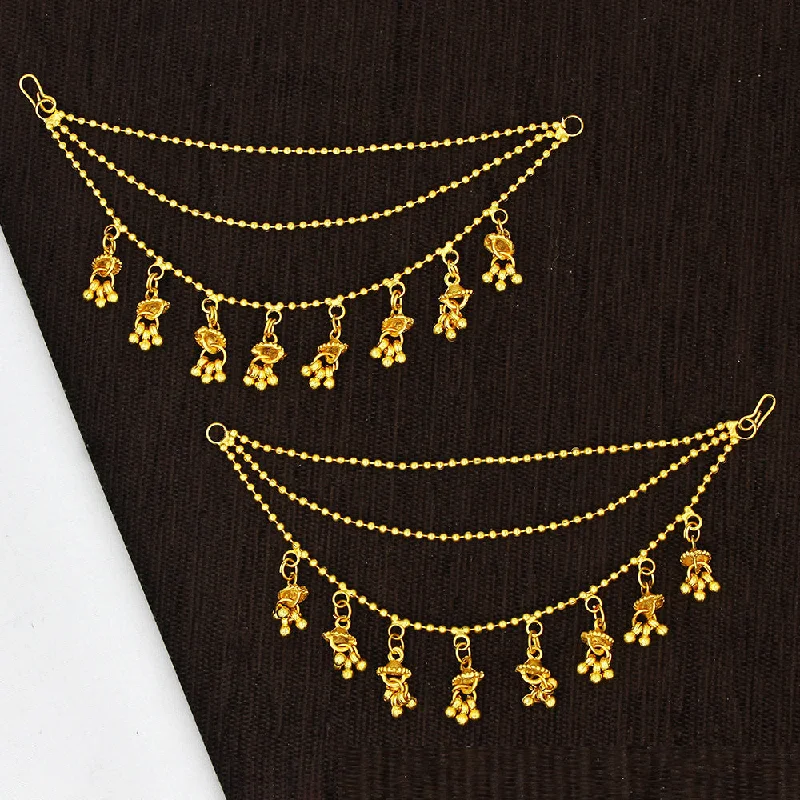 women’s gold and diamond earrings-Mahavir Gold Plated Kanchain Earrings