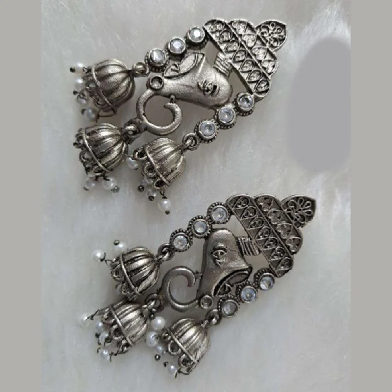 women’s round earrings-Darshana Jewels Oxidized Plated Ganesha Dangler Earrings