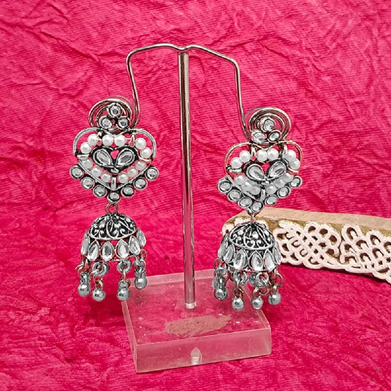 women’s statement diamond earrings-Darshana Jewels Oxidised Plated Jhumki Earrings