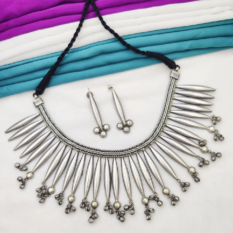 women’s layered necklace-Fancyla Oxidised Plated Necklace Set